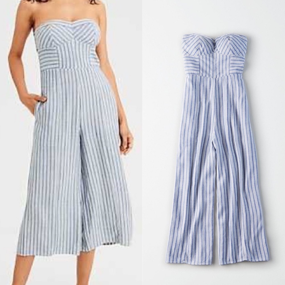 🚫 SOLD 🚫 Sale American Eagle | Pinstripe Corset Strapless Romper Pant Jumpsuit